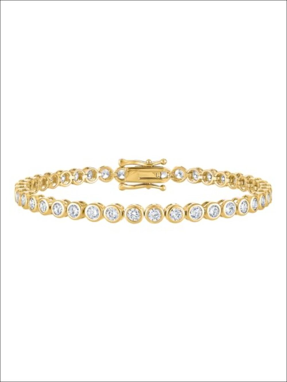 Tennis Bracelet 3mm Bezel Set CZ 5A Cubic Zirconia Gold Plated 7 Inches